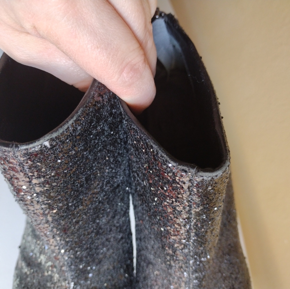 Tory Burch All That Glitters Black High Heel Ankle Booties Women's 8.5 Sparkly - Picture 9 of 10